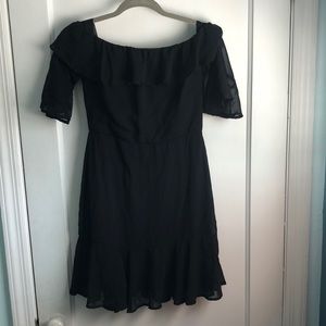 Lulus off the shoulder black mini dress